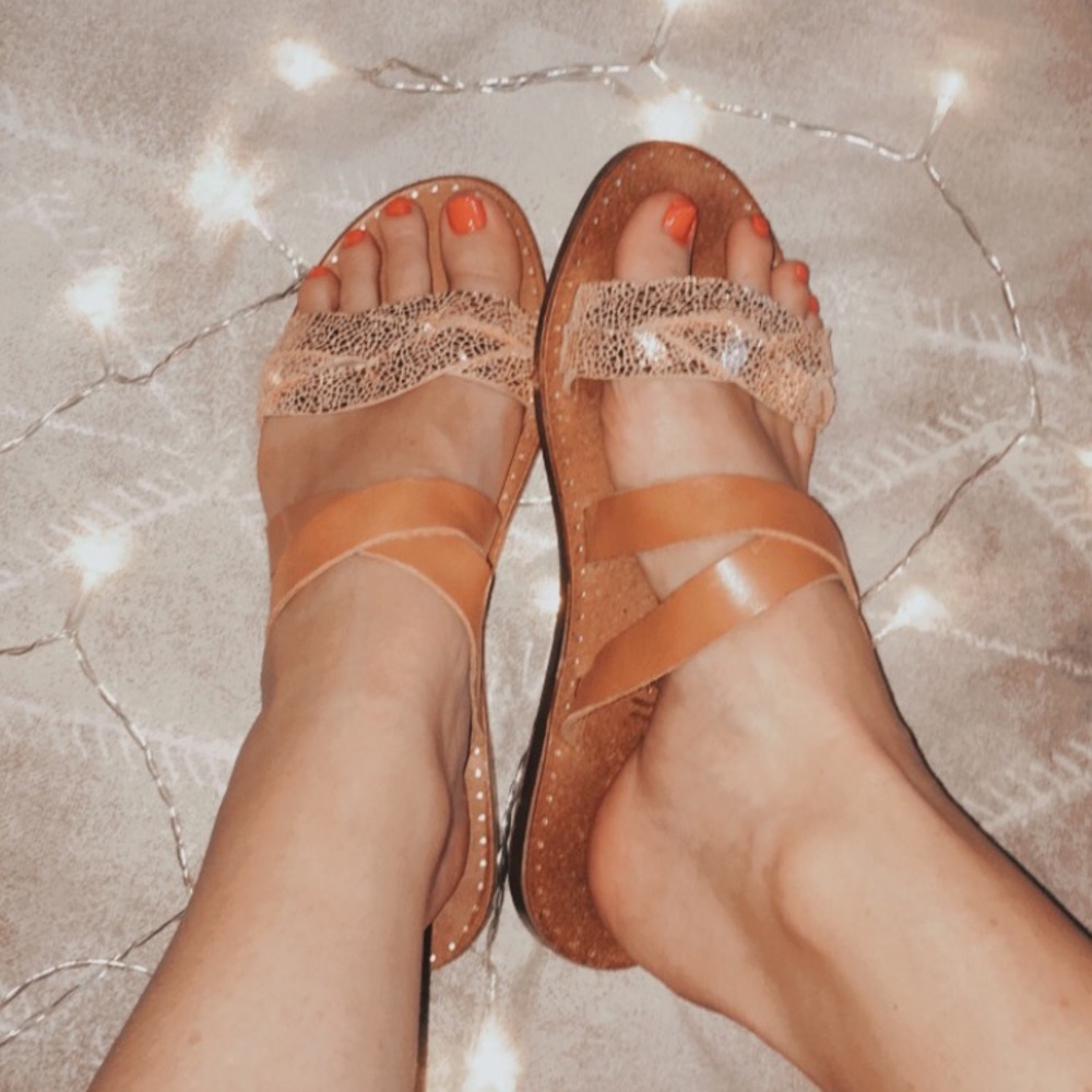 Mariella Italian Leather Sandals w/ Gold Detail